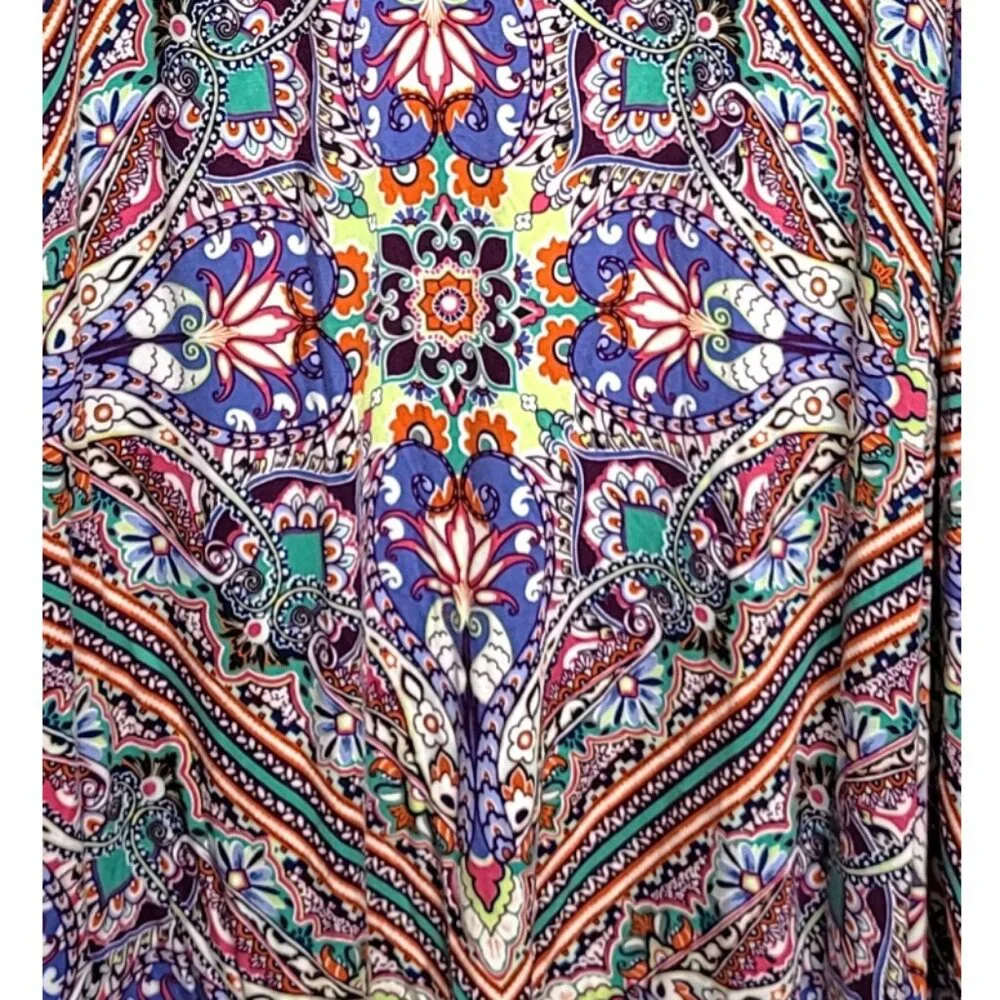 Cupio Curvy Multi Color Paisley Floral Tank Swing Dress 2X